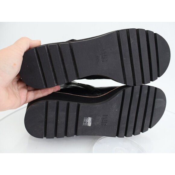 Eileen Fisher Women's Cargo Leather Wedge Booties Size 11 Black Zip Up - Picture 9 of 10